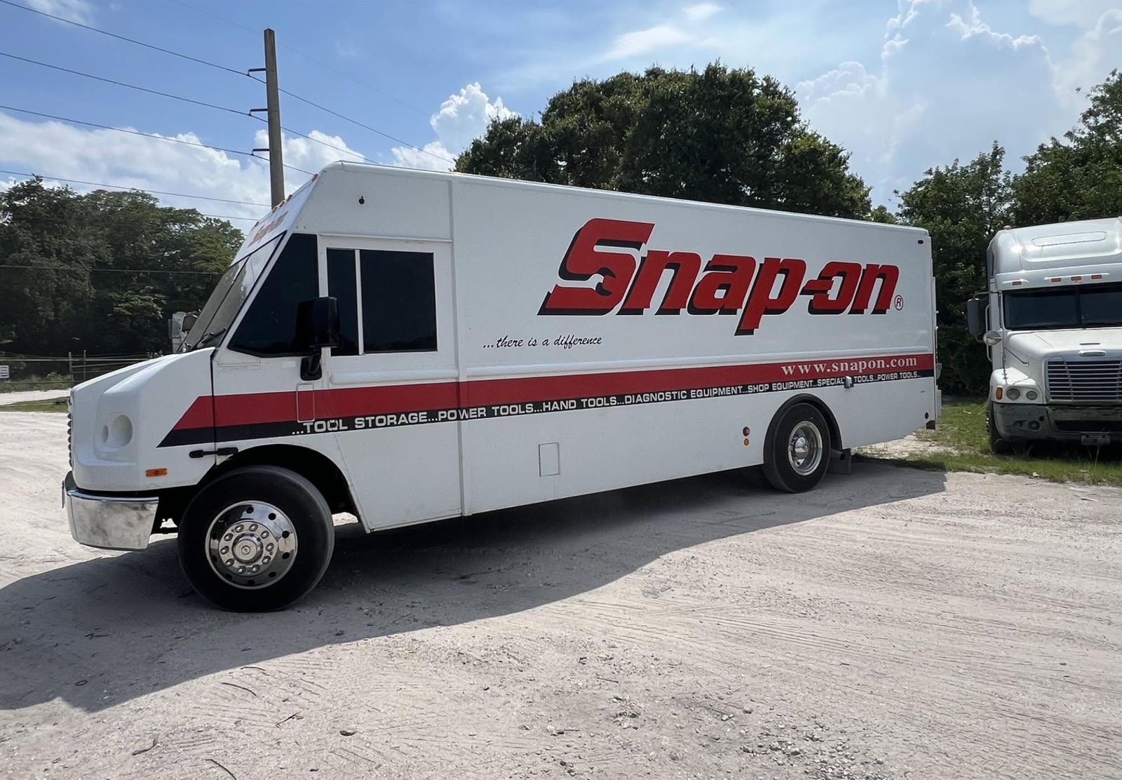 Truck parked at the Permann Diesel Solutions shop yard in Fort Pierce